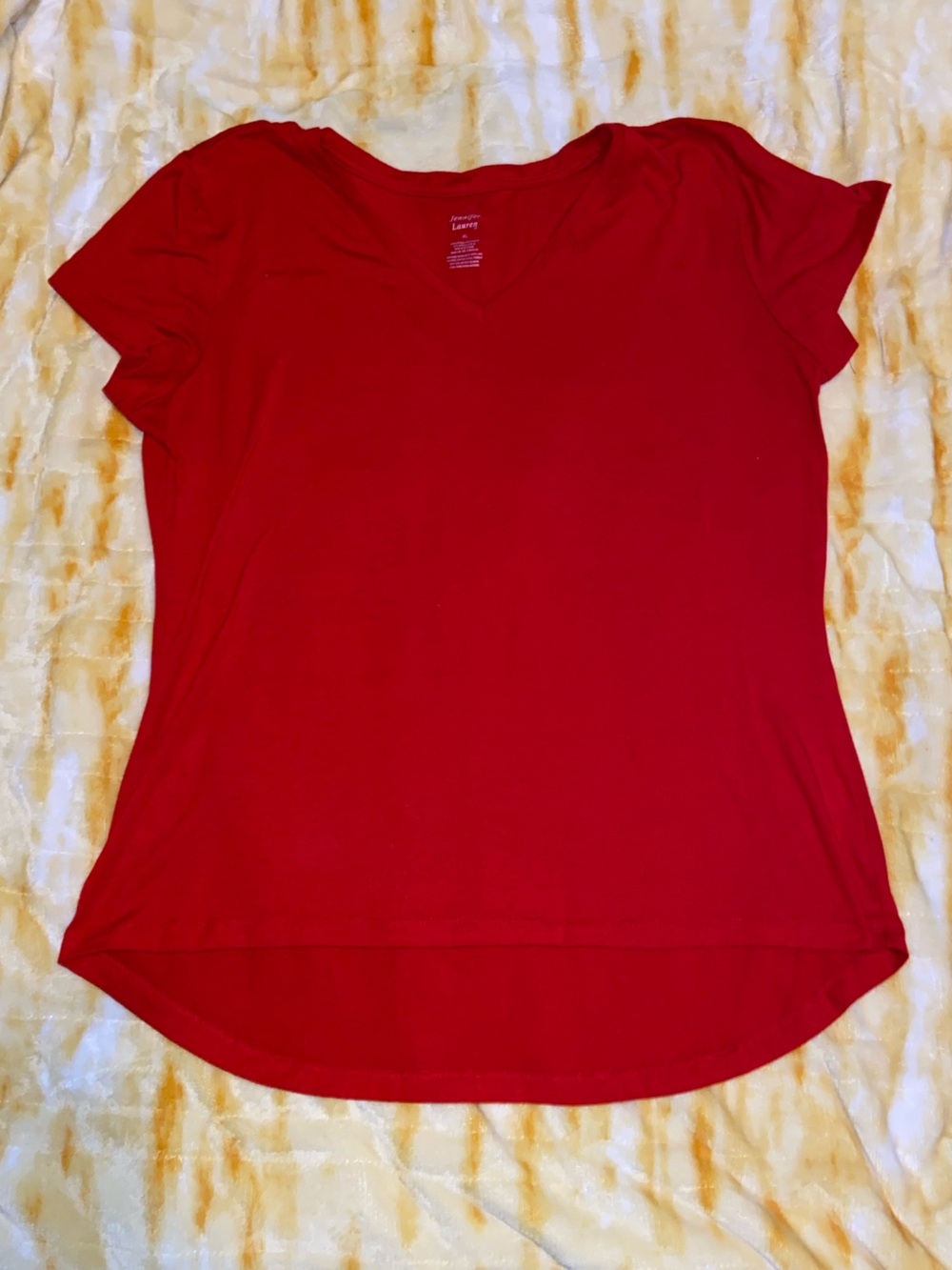 Women's Red V-Neck Short Sleeve Tee - Classic Everyday Top